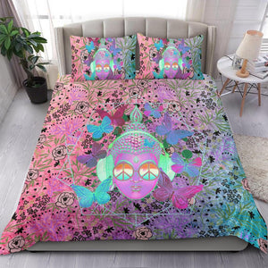 Colorful Floral Buddha Bedding Coverlet, Twin Duvet Cover,Multi Colored,Quilt Cover,Bedroom Set,Bedding Set,Pillow Cases Printed Duvet Cover