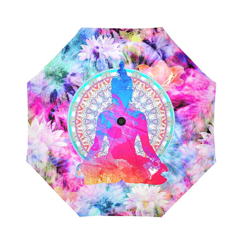Image of Colorful Floral Buddha Unisex Umbrella, Custom Rain Umbrella,Rain Gear Weather,Colorful,Custom Umbrella