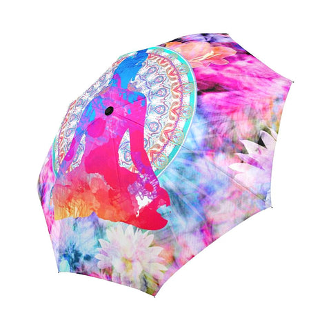 Image of Colorful Floral Buddha Unisex Umbrella, Custom Rain Umbrella,Rain Gear Weather,Colorful,Custom Umbrella