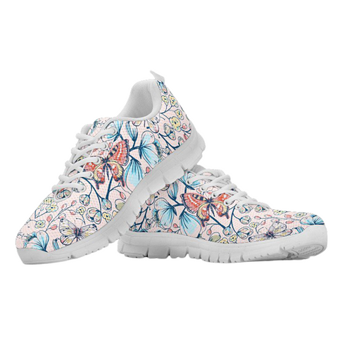 Image of Colorful Floral Butterfly Low Top Shoes, Casual Shoes, Kids Shoes, Womens, Mens, Custom Shoes, Shoes Top Shoes,Running Athletic Sneaker