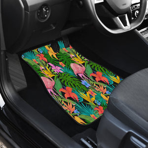 Colorful Floral Flamingo Car Mats Back/Front, Floor Mats Set, Car Accessories
