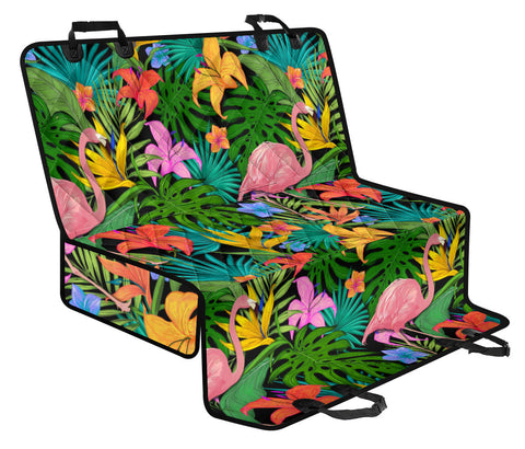Image of Floral Flamingo Design , Colorful Car Back Seat Pet Covers, Backseat Protector,