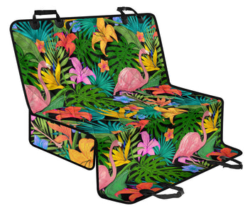 Floral Flamingo Design , Colorful Car Back Seat Pet Covers, Backseat Protector,