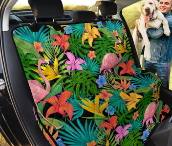 Floral Flamingo Design , Colorful Car Back Seat Pet Covers, Backseat Protector,