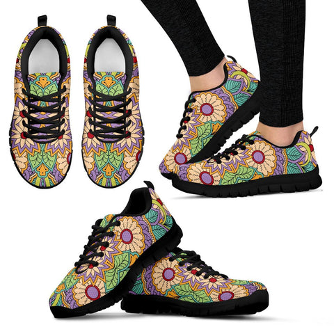 Image of Colorful Floral Hippie Custom Shoes, Womens, Mens, Low Top Shoes, Shoes,Running Athletic Sneakers,Kicks Sports Wear, Shoes