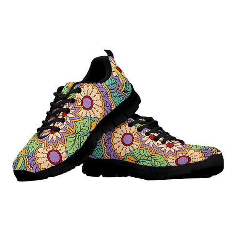Image of Colorful Floral Hippie Custom Shoes, Womens, Mens, Low Top Shoes, Shoes,Running Athletic Sneakers,Kicks Sports Wear, Shoes