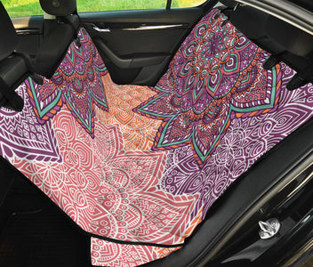 Floral Mandala Design , Colorful Car Back Seat Pet Covers, Vibrant Backseat