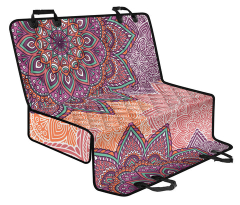 Image of Floral Mandala Design , Colorful Car Back Seat Pet Covers, Vibrant Backseat