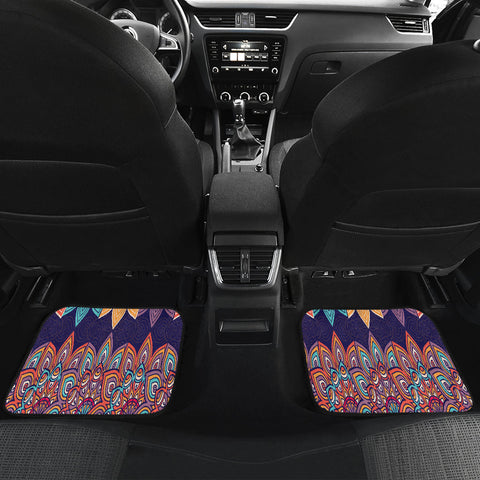 Image of Colorful Floral Mandalas Patterns Car Mats Back/Front, Floor Mats Set, Car