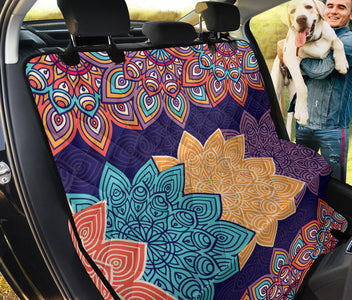 Colorful Floral Mandalas Pattern , Vibrant Car Back Seat Pet Covers, Abstract
