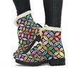 Colorful Floral Mosaic Combat Style Boots, Rain Boots,Hippie,Emo Punk Boots,Goth Winter Boots,Casual Boots, Ankle Boots, Custom Boots