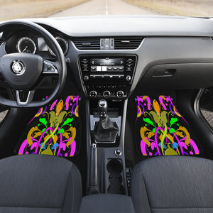 Colorful Floral Pattern Car Mats Back/Front, Floor Mats Set, Car Accessories