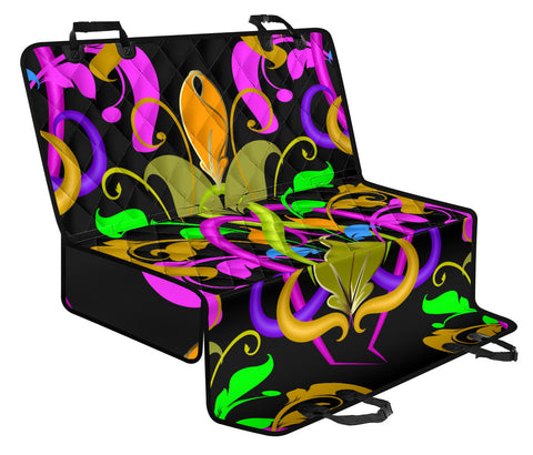 Image of Colorful Floral Pattern , Vibrant Car Back Seat Pet Covers, Backseat Protector,