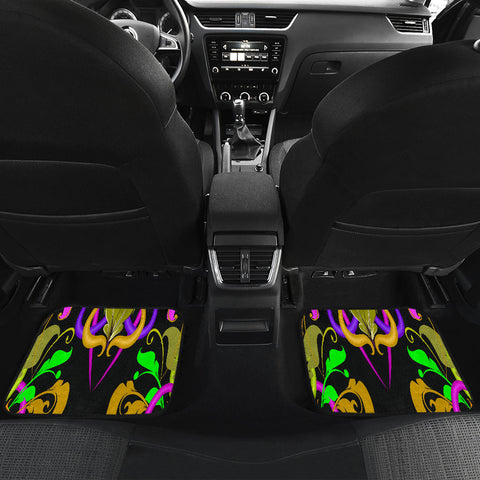 Image of Colorful Floral Pattern Car Mats Back/Front, Floor Mats Set, Car Accessories