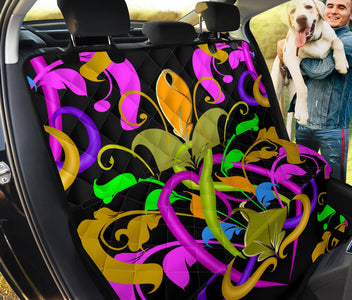 Colorful Floral Pattern , Vibrant Car Back Seat Pet Covers, Backseat Protector,