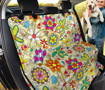 Colorful Floral Pattern - Vibrant Car Back Seat Pet Covers, Backseat Protector, Stylish Car Accessories