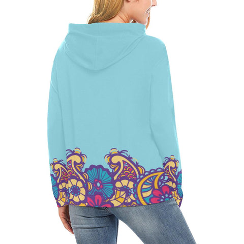 Image of Colorful Floral Peace Paisley Womens Hoodies, Bright Colorful, Floral, Hippie,Hoodie,Custom Printed,