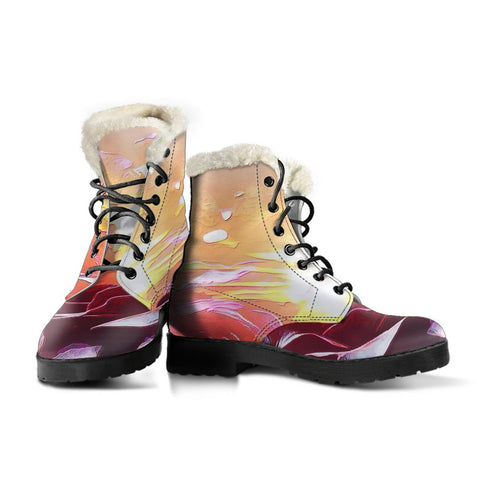 Image of Colorful Floral Sunset Ankle Boots,Lolita Combat Boots,Hand Crafted,Multi Colored,Streetwear, Rain Boots,Hippie,Combat Style Boots,Emo Boots