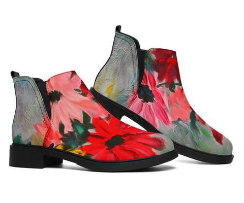 Image of Colorful Floral Womens Fashion Boots,Women's Boots,Leather Boots Women,Handmade Boots,Biker Boots,Vegan Leather,Rain Boots,Handmade Boots