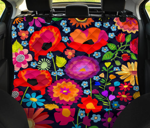 Image of Flower Boho Floral Design , Colorful Car Back Seat Pet Covers, Backseat