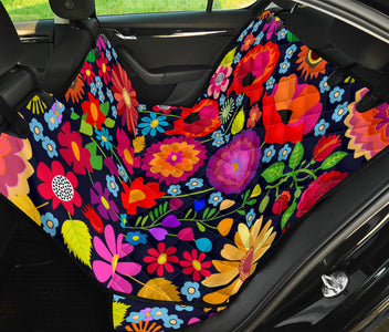 Flower Boho Floral Design , Colorful Car Back Seat Pet Covers, Backseat