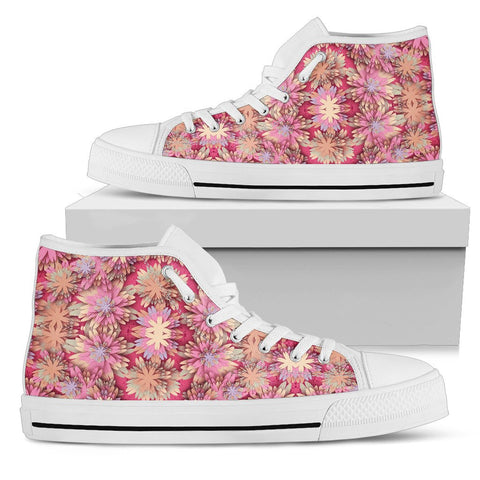Image of Colorful Flower Bomb Streetwear, Hippie, Spiritual, Multi Colored, High Tops Sneaker, Canvas Shoes, High Quality,Handmade Crafted