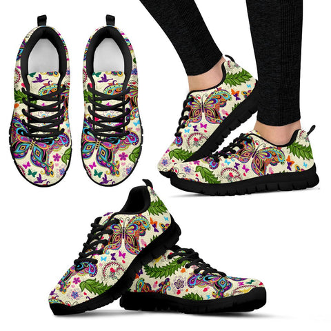 Image of Colorful Flower Butterfly Custom Shoes, Kids Shoes, Colorful,Artist Athletic Sneakers,Kicks Sports Wear, Low Top Shoes,Training Shoes