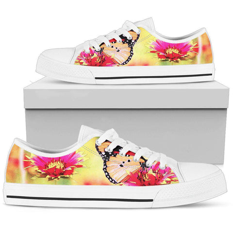 Image of Colorful Flower Butterfly High Quality,Handmade Crafted, Spiritual, Hippie, Canvas Shoes,Multi Colored, Boho,Custom Shoes,Women's Low Top