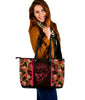 Colorful Flower Chain Skull Brown Tote Bag,Multi Colored,Bright,Leather Bag,Leather Tote Bag Women Bag,Everyday Bag,Handbag,Canvas Bag