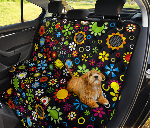 Colorful Flower Hippie Design - Vibrant Car Back Seat Pet Covers, Backseat Protector, Unique Car Accessories