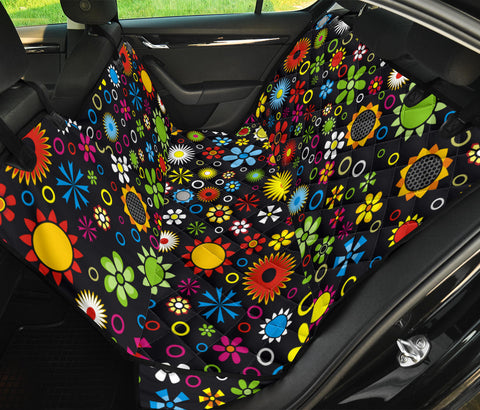 Colorful Flower Hippie Design - Vibrant Car Back Seat Pet Covers, Backseat Protector, Unique Car Accessories