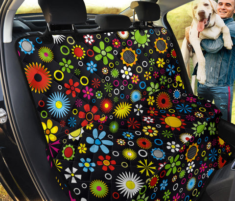 Image of Colorful Flower Hippie Design , Vibrant Car Back Seat Pet Covers, Backseat