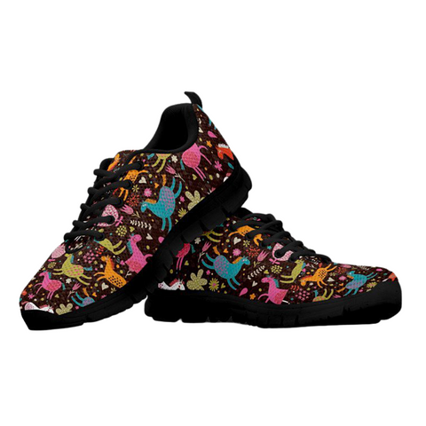 Image of Colorful Flower Horse Custom Shoes, Kids Shoes, Colorful,Artist Athletic Sneakers,Kicks Sports Wear, Low Top Shoes,Training Shoes