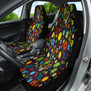 Flower Floral Hippie Car Seat Covers, Colorful Front Seat Protectors Pair, Auto