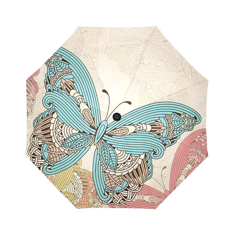 Image of Colorful Flying Butterfly Zen Art Auto-Foldable Umbrella (Model U04)