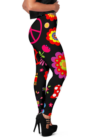 Image of Colorful Fun Hippie Leggings, Polyester Spandex Tights, Low Rise Capri Leggings,Womens Leggings, Pants, Activewear Leggings,Womens Leggings