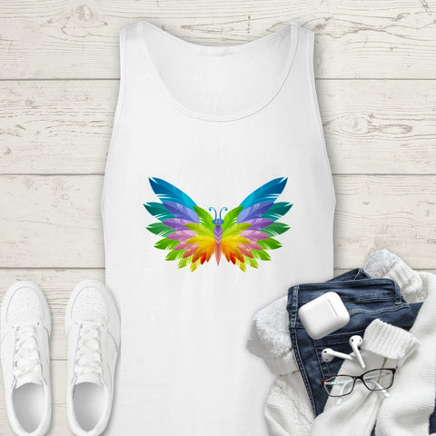 Image of Colorful Gradient Butterfly Multicolored Premium Unisex Tank Top, Graphic Tank,