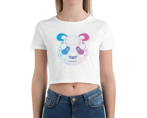 Image of Colorful Gradient Panda Women’S Crop Tee, Fashion Style Cute crop top, casual