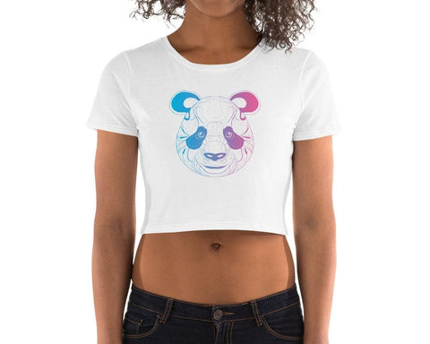 Image of Colorful Gradient Panda Women’S Crop Tee, Fashion Style Cute crop top, casual