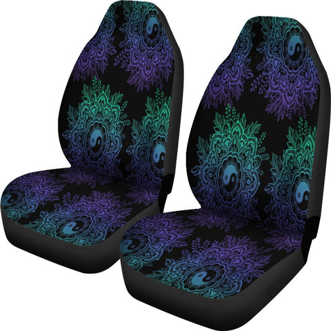 Image of Colorful Gradient Ying Yang 2 Front Car Seat Covers Car Seat Covers,Car Seat Covers Pair,Car Seat Protector,Car Accessory,Front Seat Covers