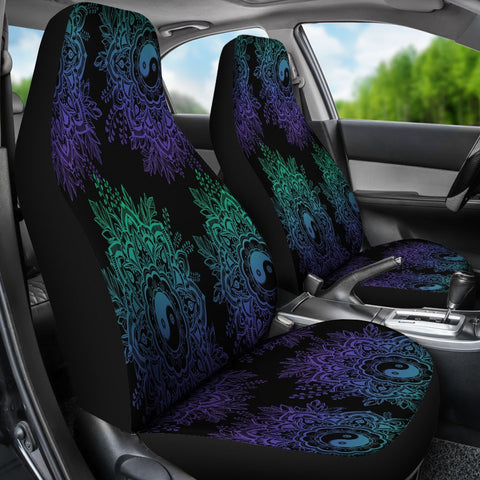 Image of Colorful Gradient Ying Yang 2 Front Car Seat Covers Car Seat Covers,Car Seat Covers Pair,Car Seat Protector,Car Accessory,Front Seat Covers