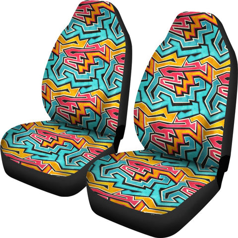 Image of Colorful Graffiti 2 Front Car Seat Covers Car Seat Covers,Car Seat Covers Pair,Car Seat Protector,Car Accessory,Front Seat Covers