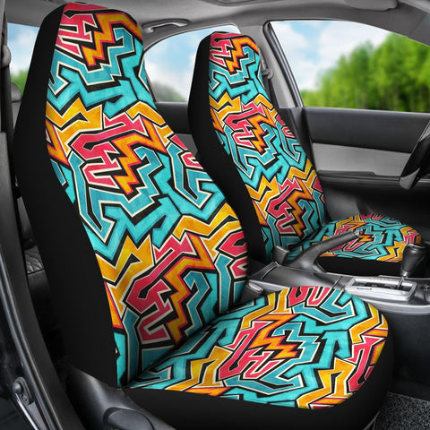 Image of Colorful Graffiti 2 Front Car Seat Covers Car Seat Covers,Car Seat Covers Pair,Car Seat Protector,Car Accessory,Front Seat Covers