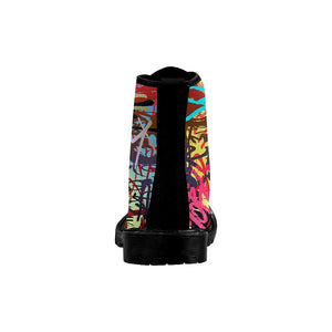 Colorful Graffiti Womens Boots, Lolita Combat Boots,Hand Crafted,Multi Colored,Streetwear