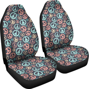 Colorful Grey Peace Sign Car Seat Covers,Car Seat Covers Pair,Car Seat Protector,Car Accessory,Front Seat Covers,Seat Cover for Car