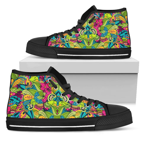 Image of Colorful Hippie Abstract Boho,Streetwear,All Star,Custom Shoes,Womens High Top,Bright Colorful,Mandala shoes,Fashion Shoes,Casual Shoes