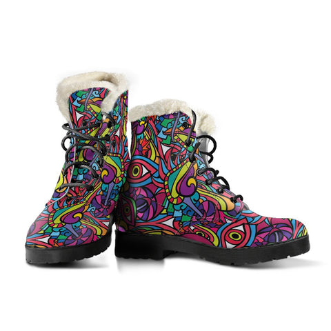 Image of Colorful Hippie Ankle Boots, Classic Boot, Lolita Combat Boots,Hand Crafted,Streetwear, Rain Boots,Hippie,Combat Style Boot