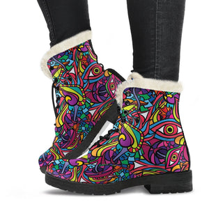 Colorful Hippie Ankle Boots, Classic Boot, Lolita Combat Boots,Hand Crafted,Streetwear, Rain Boots,Hippie,Combat Style Boot