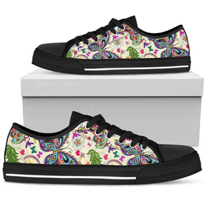 Colorful Hippie Butterfly Canvas Shoes,High Quality, Multi Colored, Boho,Streetwear,All Star,Custom Shoes,Women's Low Top,Bright Colorful
