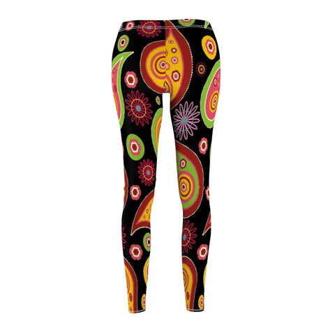 Image of Colorful Hippie Paisley Multicolored Women's Cut & Sew Casual Leggings, Yoga